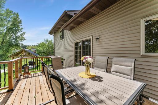 The deck offers plenty of space for seating and is perfect for entertaining.