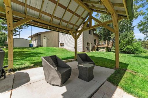 The pergola is a great spot to enjoy some time in the shade.