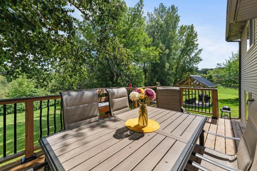 The deck offers plenty of space for seating and is perfect for entertaining.
