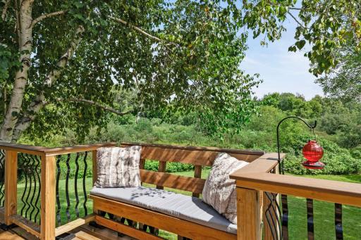 The deck offers plenty of space for seating and is perfect for entertaining.
