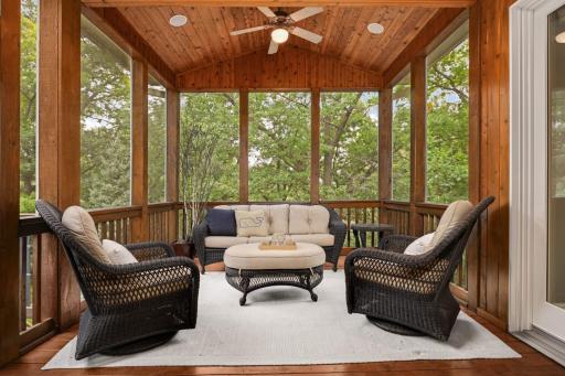 Screened in porch that has access from the living room and kitchen