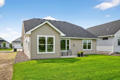 Maintenance free premium vinyl siding on the rear and sides.