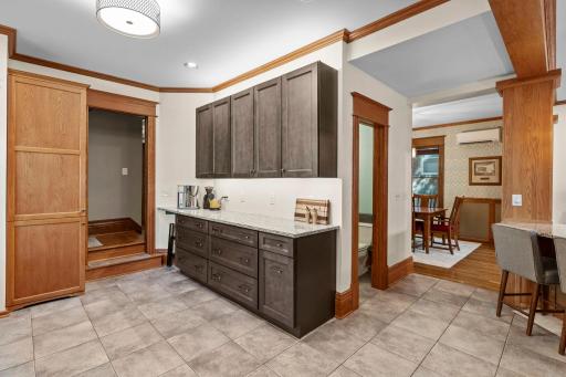 There's great cabinet, pantry, and counter space in the updated kitchen.