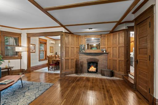 The fireplace and mantel make a great centerpiece as you enter. However, it's decorative and not used (the other fireplace in the family room is used and used often).