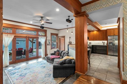 The formal dining room leads to both the family room and the open concept kitchen.