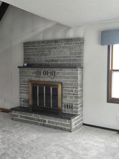 WOOD BURNING FIREPLACE FOR THOSE COOL MINNESOTA MORNINGS AND EVENINGS.