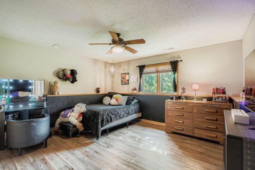 This spacious lower level bedroom is in the southeast corner