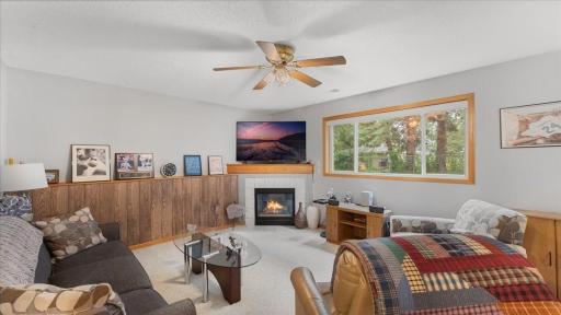 Lower level family room with natural gas fireplace