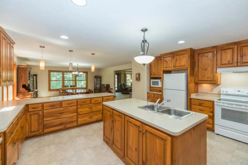 View of the Kitchen to the Dining Area and Great Room.