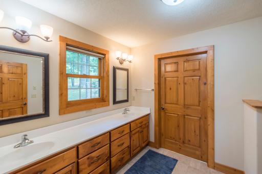 Owner's Suite Double Vanity with Custom Pine Cabinetry