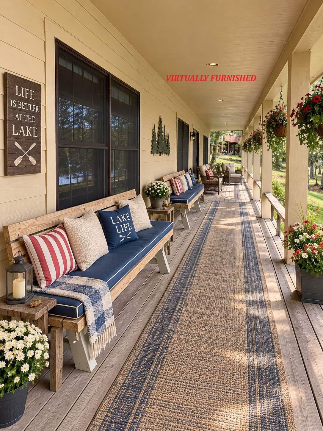 Another option for lakeside covered porch with lake decor