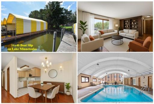 Photo for 5440 Three Points Boulevard, 536, Mound, MN 55364 - listing #6775527 Boat Slip, Indoor Pool, LR (Virtually Staged) and DR (Virtually Staged)