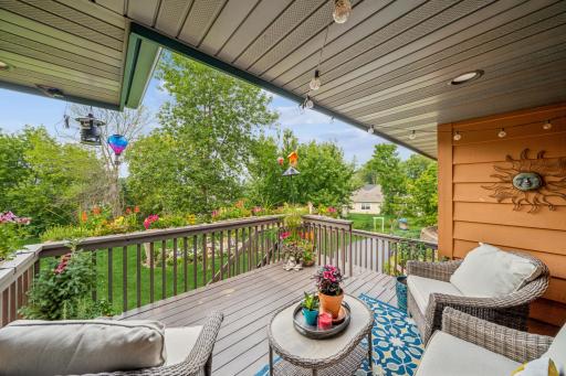 The main floor deck is conveniently located just off the kitchen/dining area. A cup of coffee is all you need....With this view to enjoy, you will be happy to leave the iPad and cell-phone in the house!