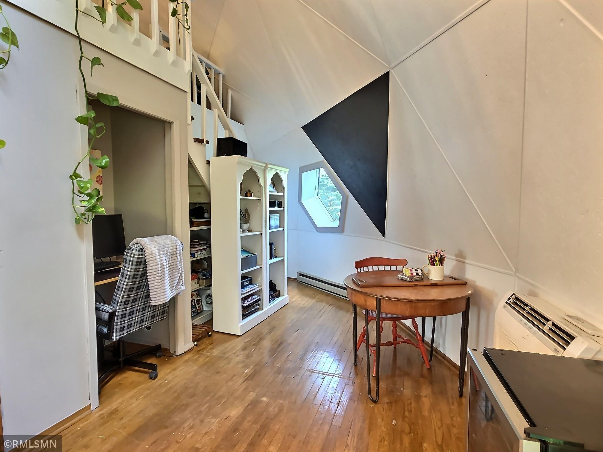 Office area. Ductless mini split provides A/C on the main level and also supplemental heat