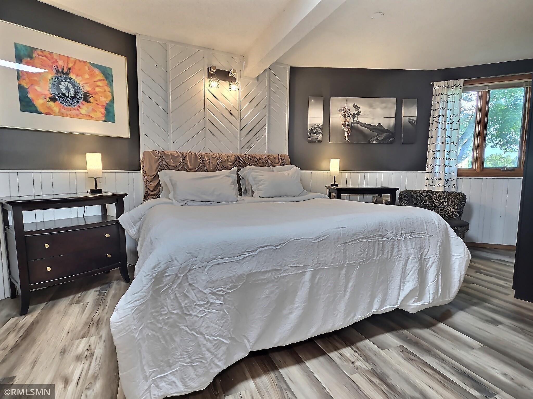 1st of three bedrooms in the lower level, this one has a walk in closet