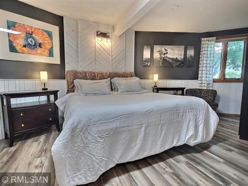 1st of three bedrooms in the lower level, this one has a walk in closet