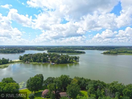 Aerial shot of the peninsula view from your shoreline Mink Lakes island in the background