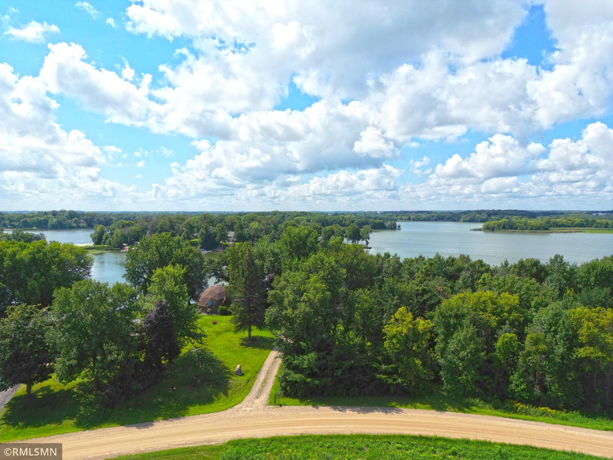 Aerial view looking west across the lake