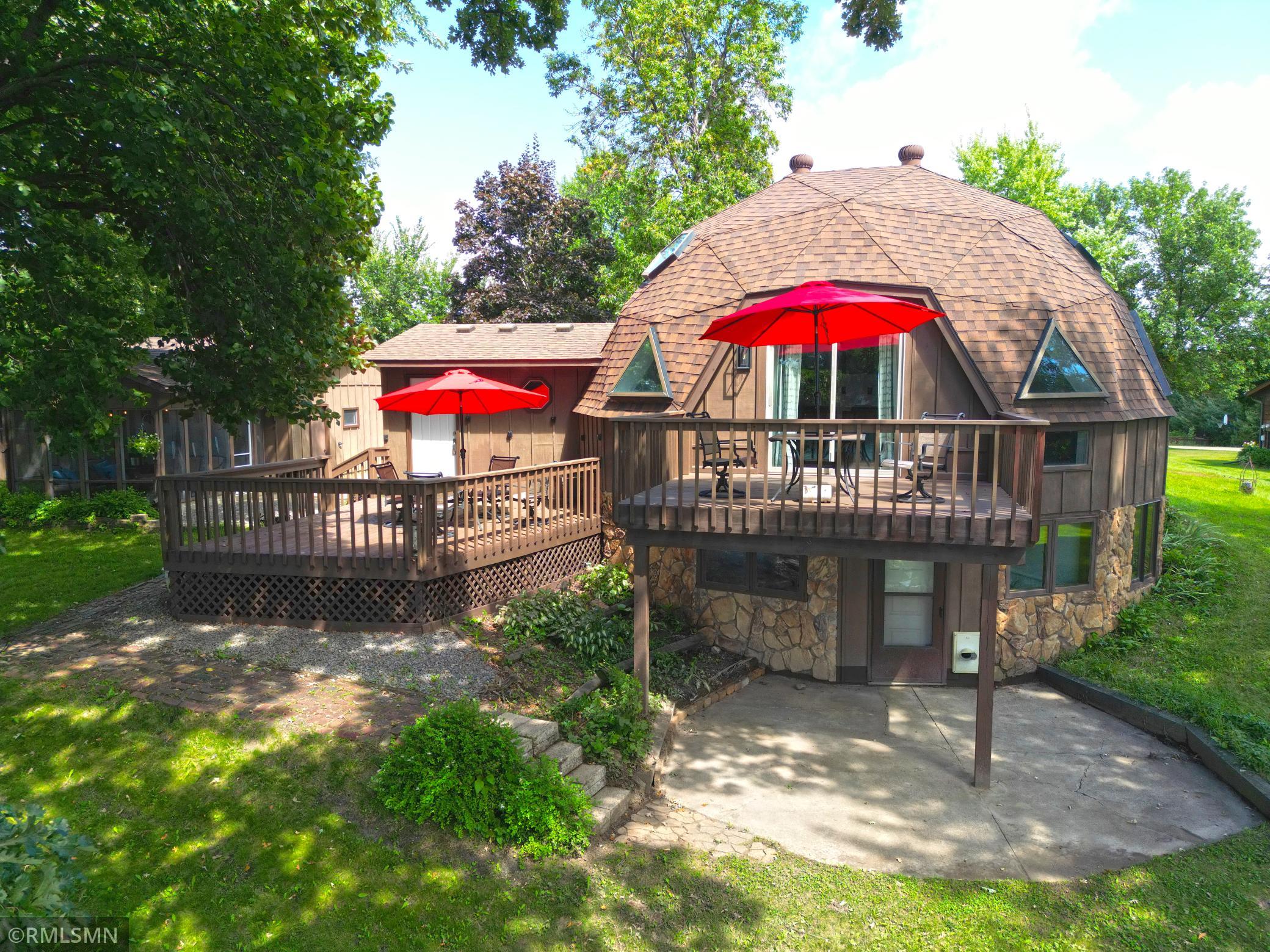 A Geodesic home is a strong, dome-shaped house built with a triangular framework