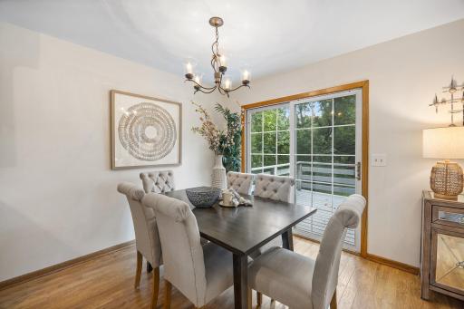 The deck right off the dining room gives you beautiful views of your private wooded lot!