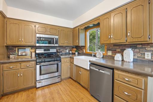 The window over the kitchen sink gives a great view of your private acreage!