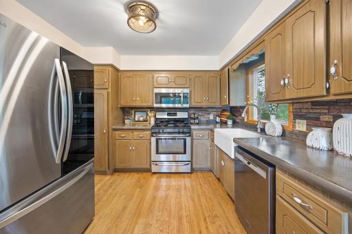 Kitchen features stainless steel appliances