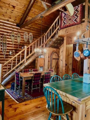 View of the dining area and across the center island