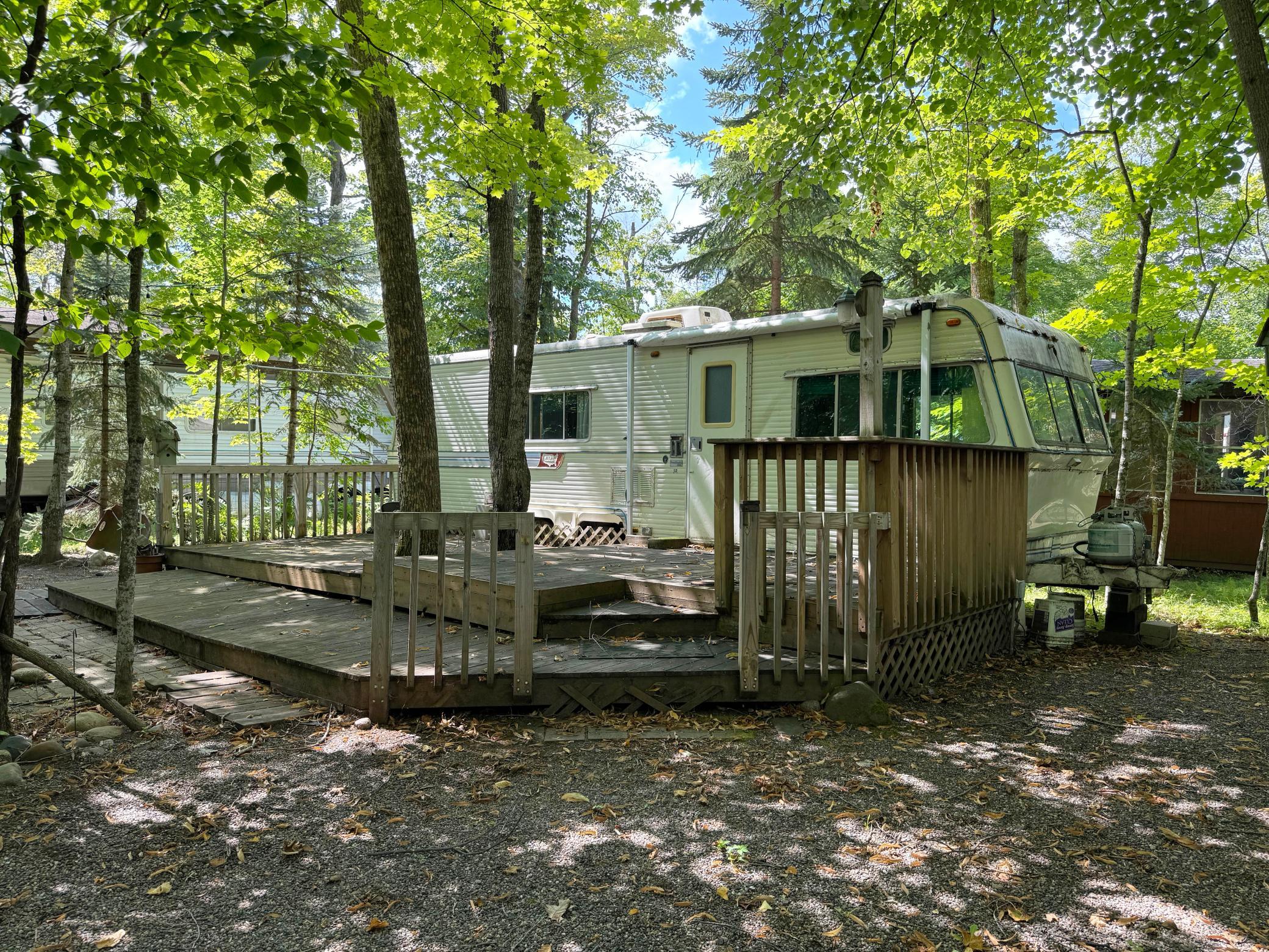 A closer look at the camper and deck.