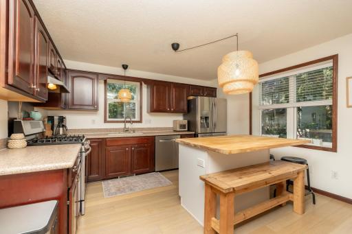 Kitchen with center island and amazing natural light