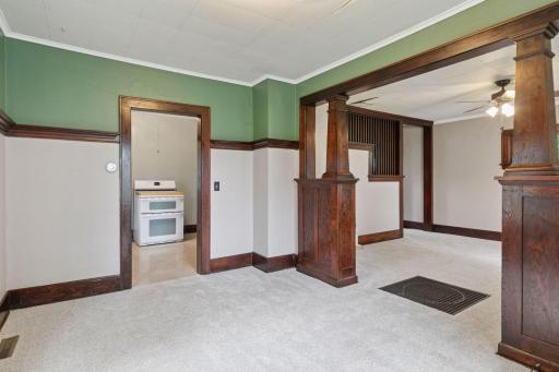 A view of the adjoining main floor living spaces.