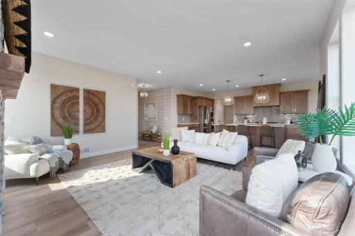 Kitchen overlooks family room