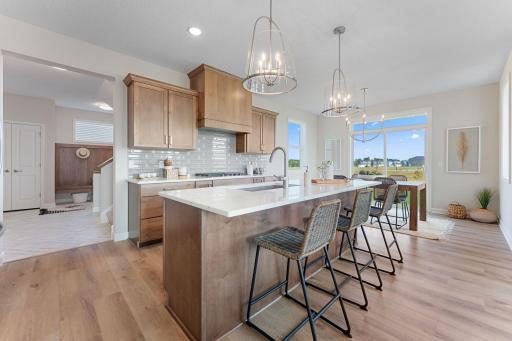Custom Wood Hood and tile backsplash