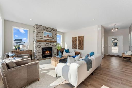 Kitchen overlooks family room