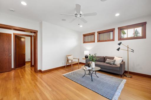 Suite with full bath, walk-in closet and private access to backyard