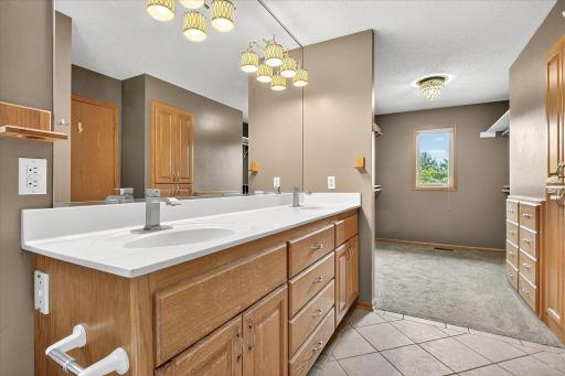 The bathroom is directly attached to a huge walk-in closet.
