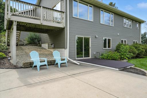 The back yard features TWO decks- 12 x 12 and 12 x 8 - and a huge 18 x 16 concrete patio.