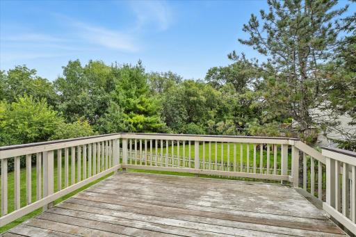 The 12 x 12 deck features a cap on the railing, to rest your food & drinks on.