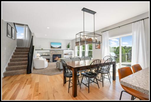 Spacious dining area accommodates a large dining set