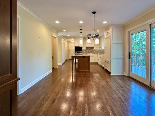 Kitchen informal eating area and sliding door onto deck