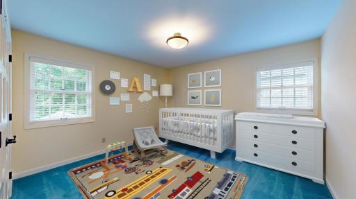 one of 4 upper bedrooms. virtually staged