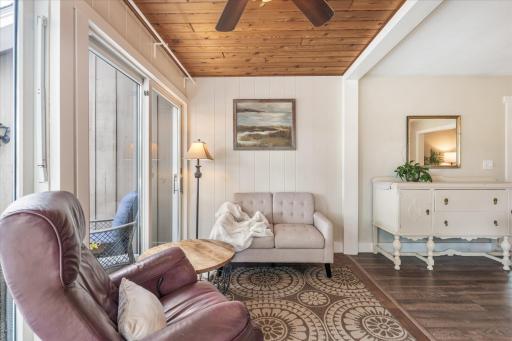 Beautiful wood ceiling helps define this serene space