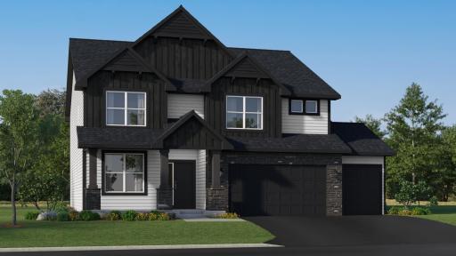 (Rendering, actual homes finishes will vary) The Washburn has a stunning exterior.