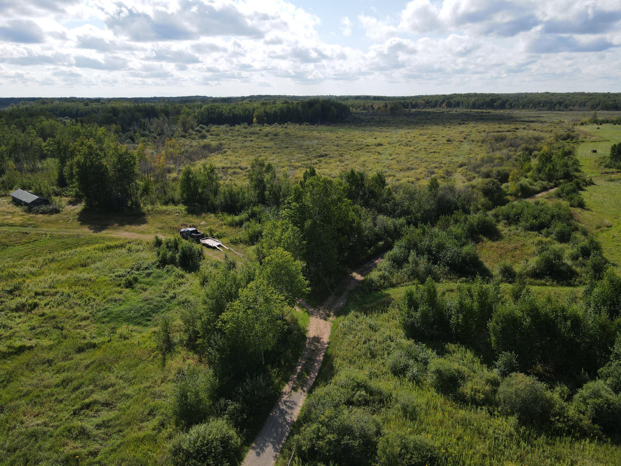 The road on the land splits on the front 40 to the north and south