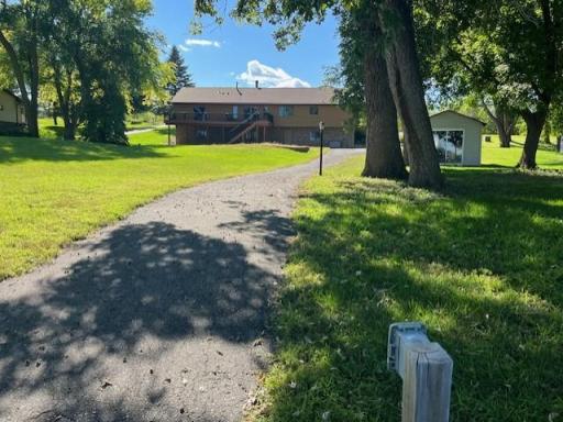 Path to the lake has electric at the lake