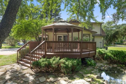 Gazebo off kitchen, with pond and waterfall adjacent.