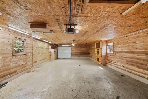 4+ car Garage has epoxy floors, and rear facing garage door