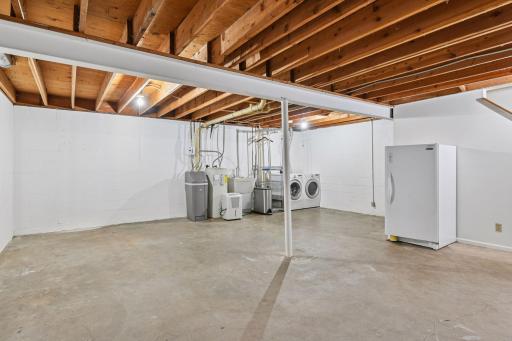 Unfinished basement offers a chance to finish and build equity.
