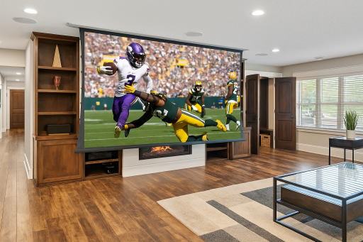 Projector screen built in for movie nights or football season!