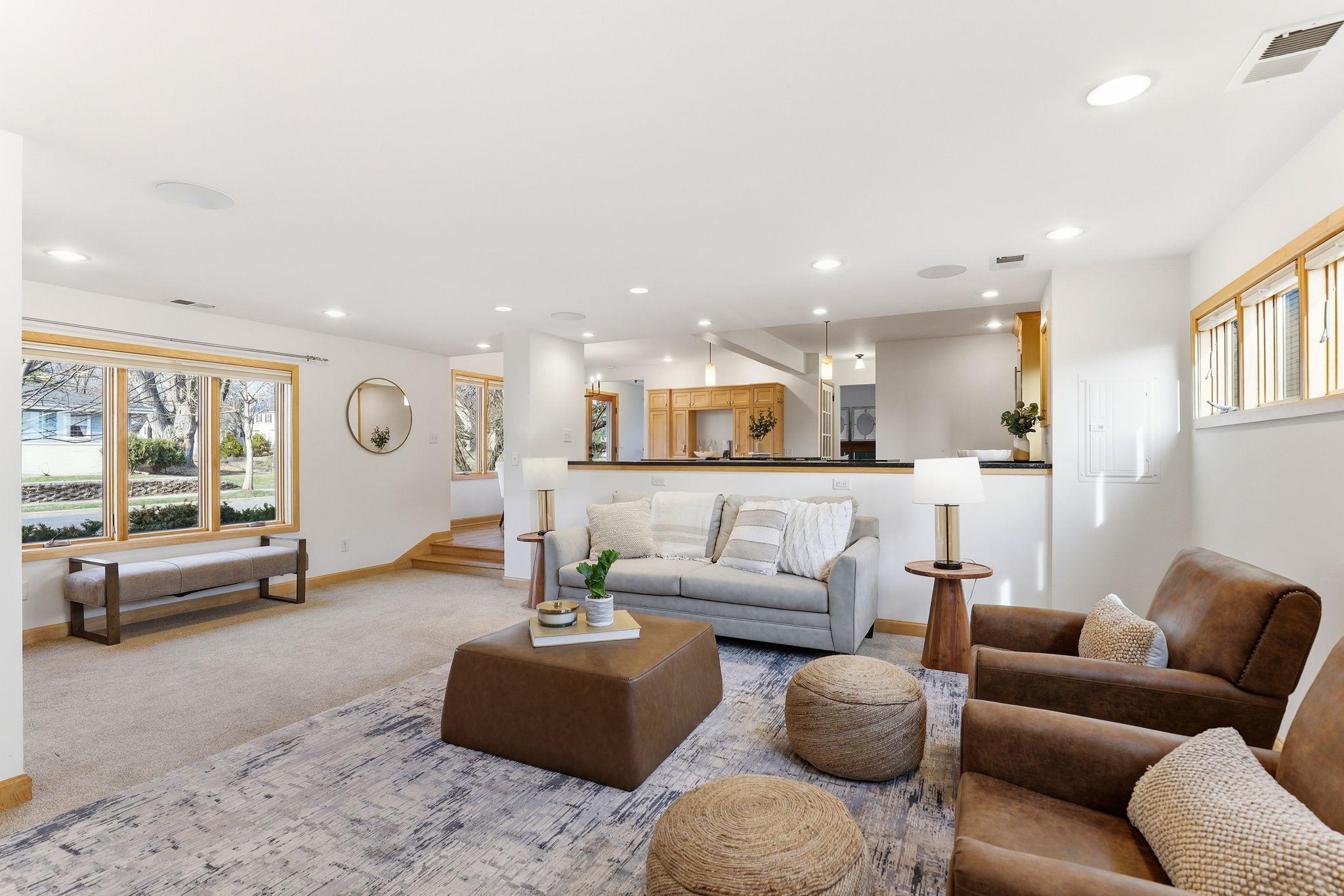 Kitchen flows into Main Level Family Room