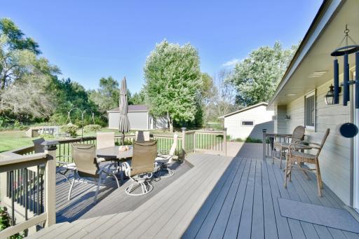 huge 15x42 tiered deck lg addl. rear patio between deck and gar.